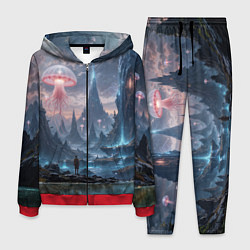 Мужской костюм Фантастический мир с медузами и озеро у гор