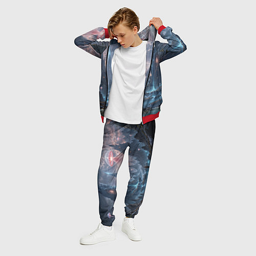 Мужской костюм Фантастический мир с медузами и озеро у гор / 3D-Красный – фото 3