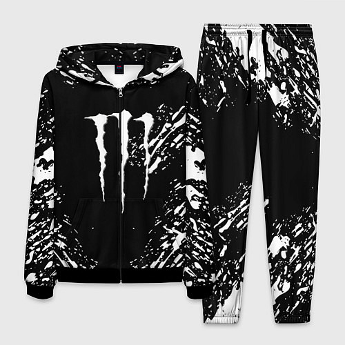 Мужской костюм Monster energy white splash / 3D-Черный – фото 1