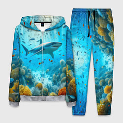Костюм мужской Белая акула в коралловом рифе, цвет: 3D-меланж