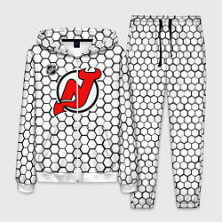 Костюм мужской Нью Джерси Девилз - белые соты, цвет: 3D-белый