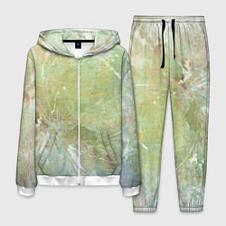 Костюм мужской Абстракция - white waves on green background, цвет: 3D-белый
