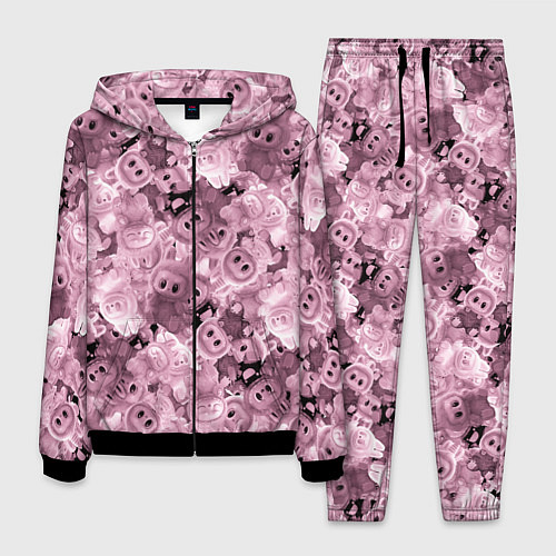 Мужской костюм Розовые лабубы паттерн / 3D-Черный – фото 1