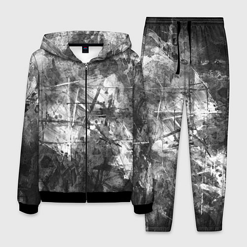 Мужской костюм Абстракция - grey and white paint strokes / 3D-Черный – фото 1