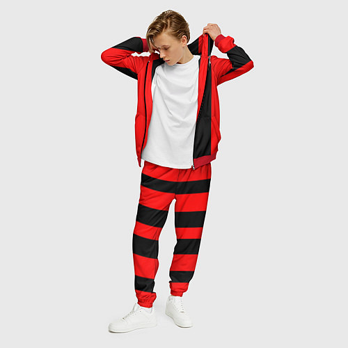 Мужской костюм Color black red lines / 3D-Красный – фото 3