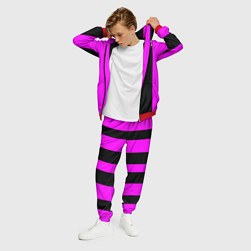 Мужской костюм Color black pink lines / 3D-Красный – фото 3