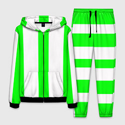 Костюм мужской Color light green white lines, цвет: 3D-черный