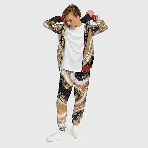 Мужской костюм Черный агат и жидкое золото / 3D-Красный – фото 3