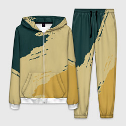 Костюм мужской Желто-зеленые абстрактные полосы, цвет: 3D-белый