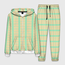 Костюм мужской Color beige cage blue stripes, цвет: 3D-белый