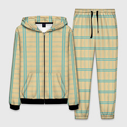 Костюм мужской Color beige cage light blue stripes, цвет: 3D-черный
