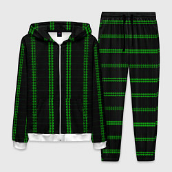 Костюм мужской Color black cage green stripes, цвет: 3D-белый