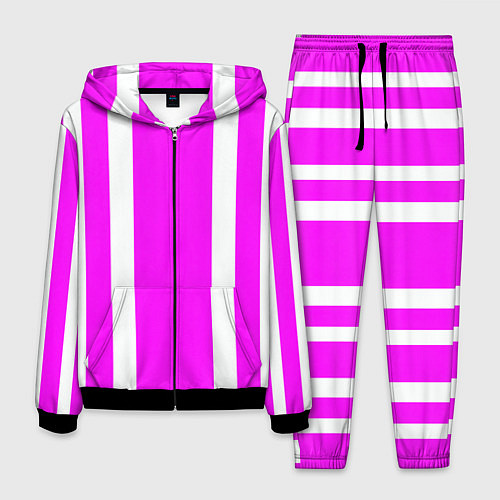 Мужской костюм Color white pink stripes / 3D-Черный – фото 1