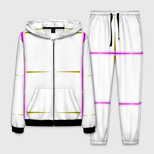 Мужской костюм Color white pink yellow stripes / 3D-Черный – фото 1