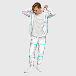 Костюм мужской Color white blue pink stripes, цвет: 3D-белый — фото 2