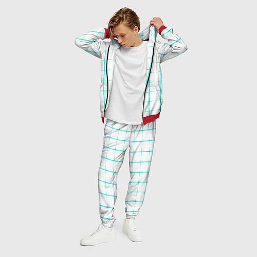 Мужской костюм Color white light blue crosses / 3D-Красный – фото 3