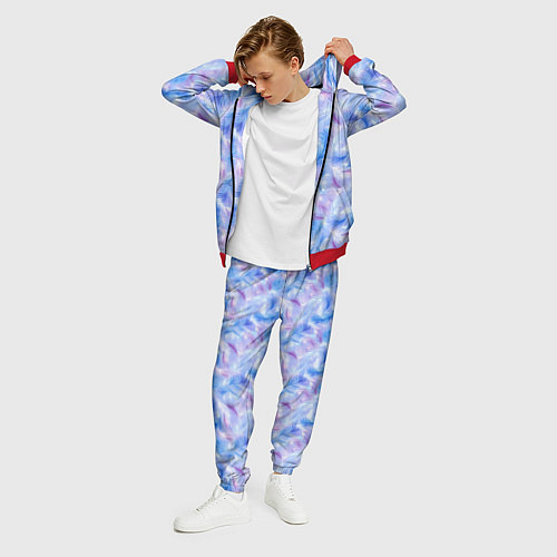 Мужской костюм Узор из голубых и сиреневых перьев / 3D-Красный – фото 3