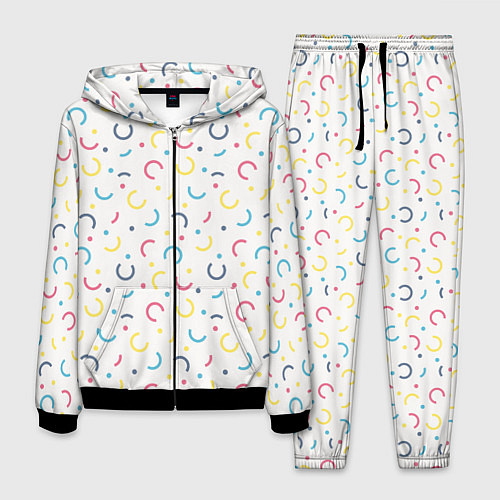 Мужской костюм Цветные точки и дуги на белом / 3D-Черный – фото 1