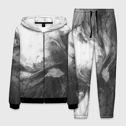 Мужской костюм Серые морские волны абстракция / 3D-Черный – фото 1