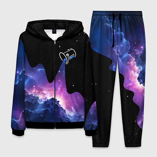 Мужской костюм Потеки космической краски / 3D-Черный – фото 1