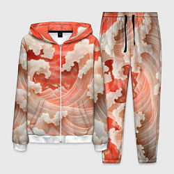 Костюм мужской Японские красные волны, цвет: 3D-белый