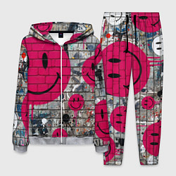 Костюм мужской Розовые смайлы граффити, цвет: 3D-меланж