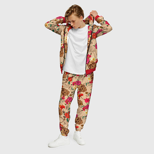 Мужской костюм Черепа в цветах / 3D-Красный – фото 3