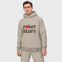 Мужской костюм оверсайз Poker Stars цвета миндальный — фото 2