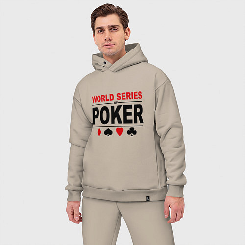 Мужской костюм оверсайз World series of poker / Миндальный – фото 3