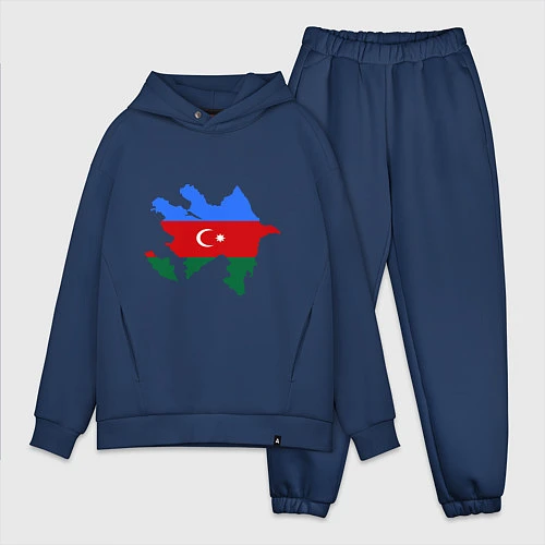 Мужской костюм оверсайз Azerbaijan map / Тёмно-синий – фото 1