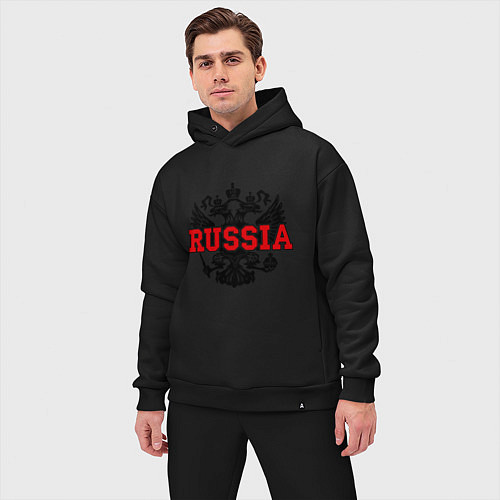 Мужской костюм оверсайз Russia Coat / Черный – фото 3