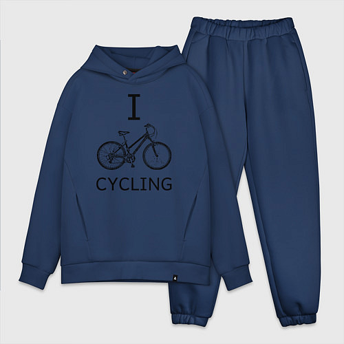 Мужской костюм оверсайз I love cycling / Тёмно-синий – фото 1