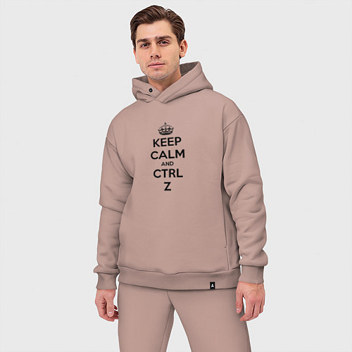 Мужской костюм оверсайз Keep Calm & Ctrl + Z / Пыльно-розовый – фото 3