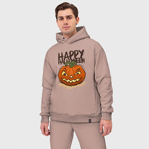 Мужской костюм оверсайз Happy halloween / Пыльно-розовый – фото 3