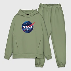 Мужской костюм оверсайз NASA: Cosmic Logo, цвет: авокадо