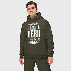 Мужской костюм оверсайз Skillet: I need a Hero, цвет: хаки — фото 2