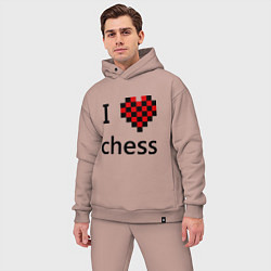 Мужской костюм оверсайз I love chess, цвет: пыльно-розовый — фото 2