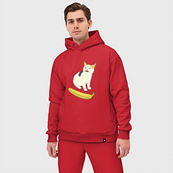Мужской костюм оверсайз Cat no banana meme, цвет: красный — фото 2