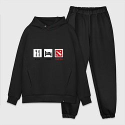 Мужской костюм оверсайз Еда, сон и Dota, цвет: черный