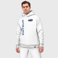 Мужской костюм оверсайз Datsun логотип с эмблемой, цвет: белый — фото 2