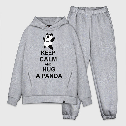 Мужской костюм оверсайз Keep Calm & Hug A Panda / Меланж – фото 1