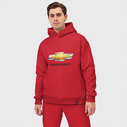 Мужской костюм оверсайз Chevrolet логотип, цвет: красный — фото 2