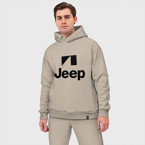 Мужской костюм оверсайз Jeep logo / Миндальный – фото 3