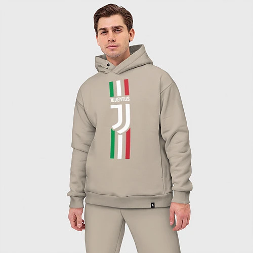 Мужской костюм оверсайз FC Juventus: Italy / Миндальный – фото 3