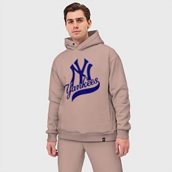 Мужской костюм оверсайз NY - Yankees, цвет: пыльно-розовый — фото 2
