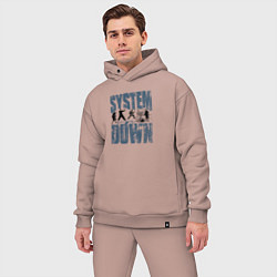Мужской костюм оверсайз System of a Down большое лого, цвет: пыльно-розовый — фото 2