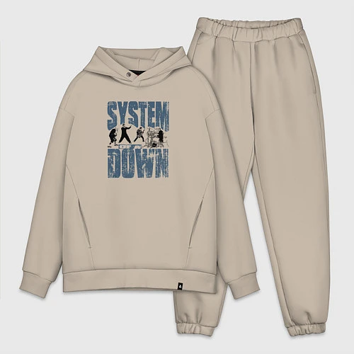 Мужской костюм оверсайз System of a Down большое лого / Миндальный – фото 1