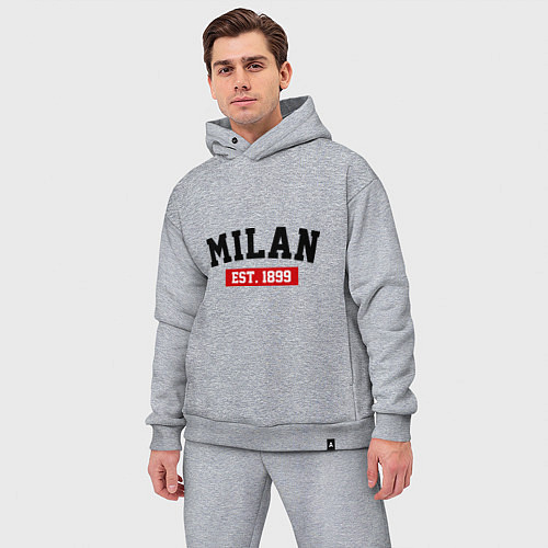 Мужской костюм оверсайз FC Milan Est. 1899 / Меланж – фото 3