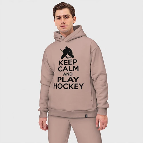 Мужской костюм оверсайз Keep Calm & Play Hockey / Пыльно-розовый – фото 3