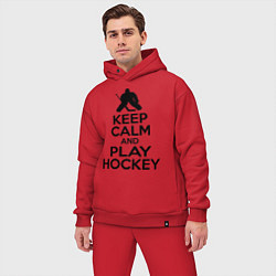 Мужской костюм оверсайз Keep Calm & Play Hockey, цвет: красный — фото 2